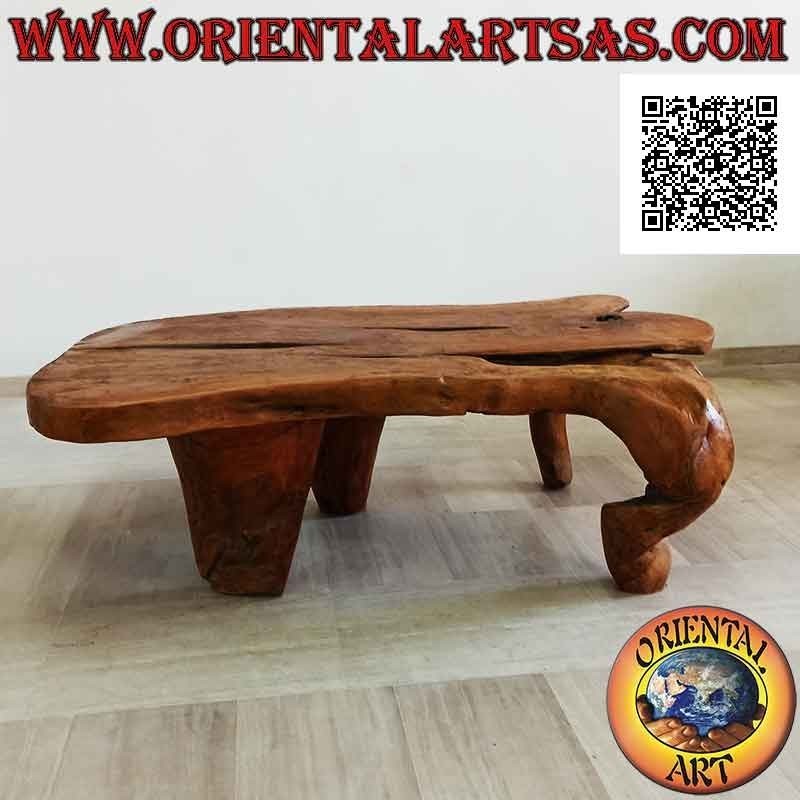 Large rectangular living room table in natural teak root (56h x 160x105)