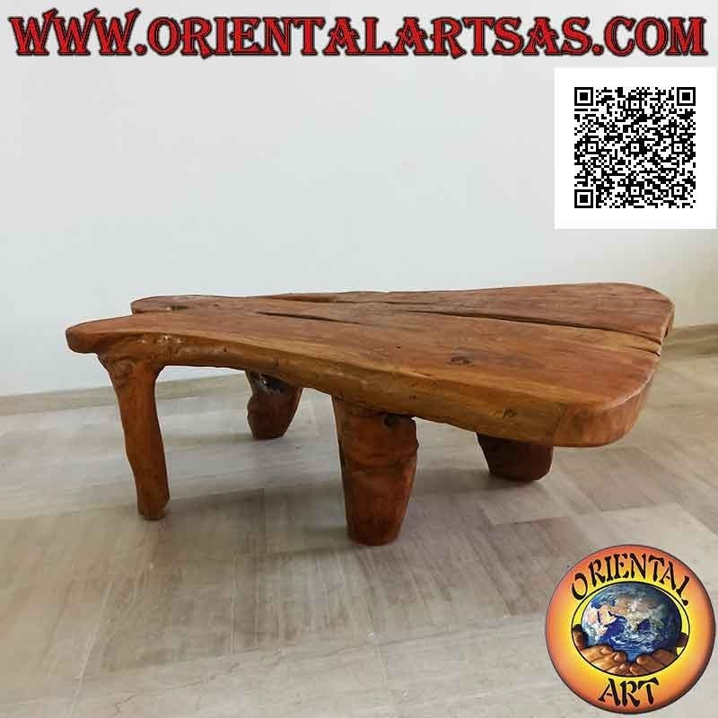 Grande table de salon rectangulaire en racine de teck naturel (56h x 160x105)