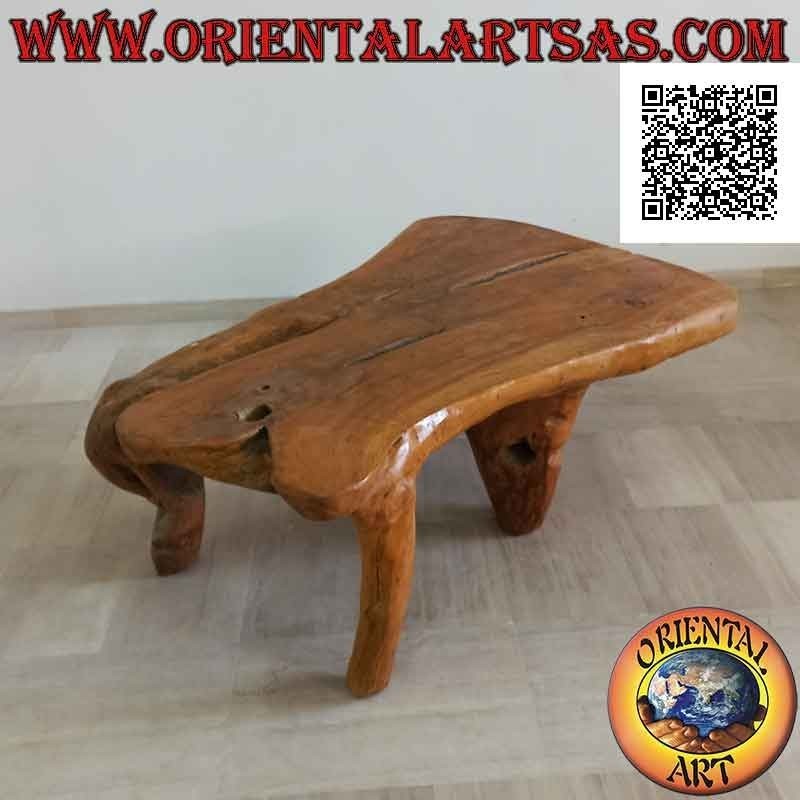 Tavolo da salotto grande rettangolare in radice naturale di legno teak (56h x 160x105)