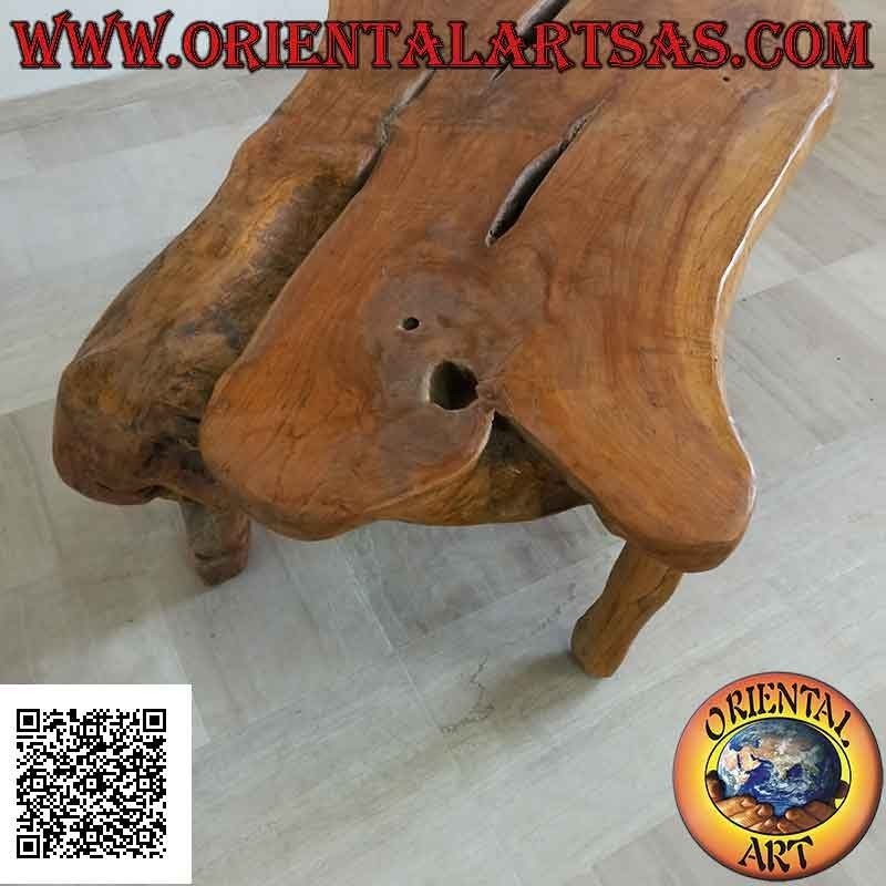 Grande table de salon rectangulaire en racine de teck naturel (56h x 160x105)
