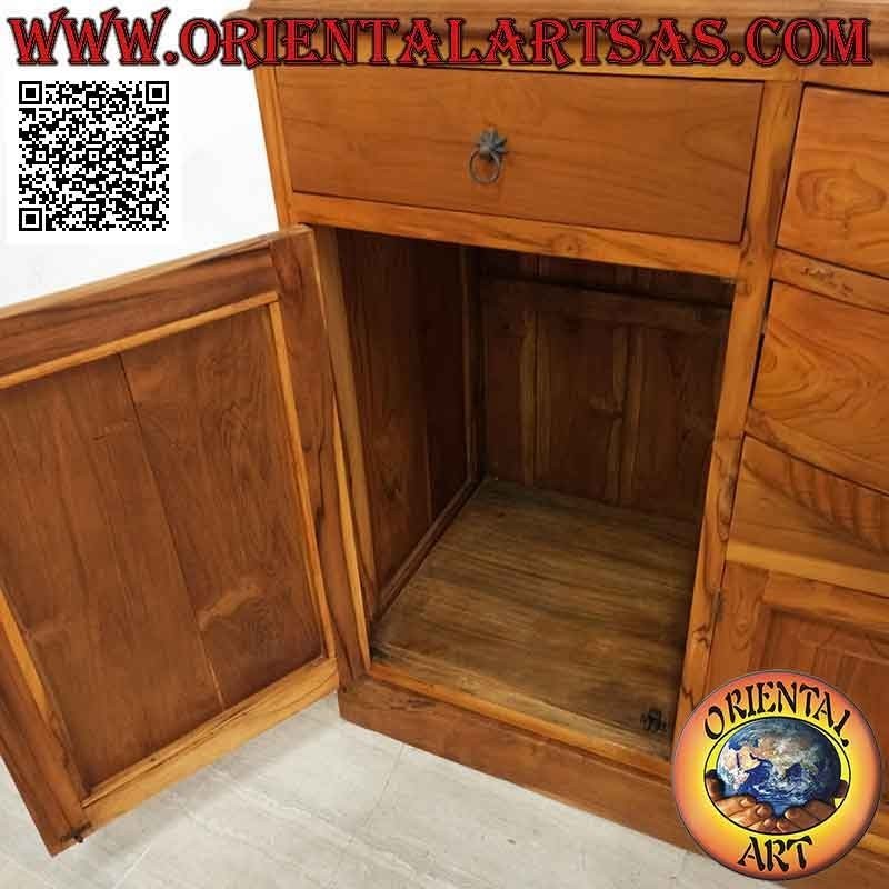 Buffet de 4 puertas y 4 cajones con curva central en madera de teca