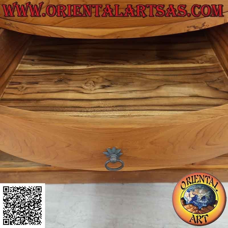 Buffet with 4 doors and 4 drawers with central curve in teak wood