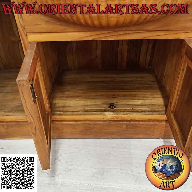 Buffet a 4 ante e 4 cassetti con bombatura curva centrale in legno di teak