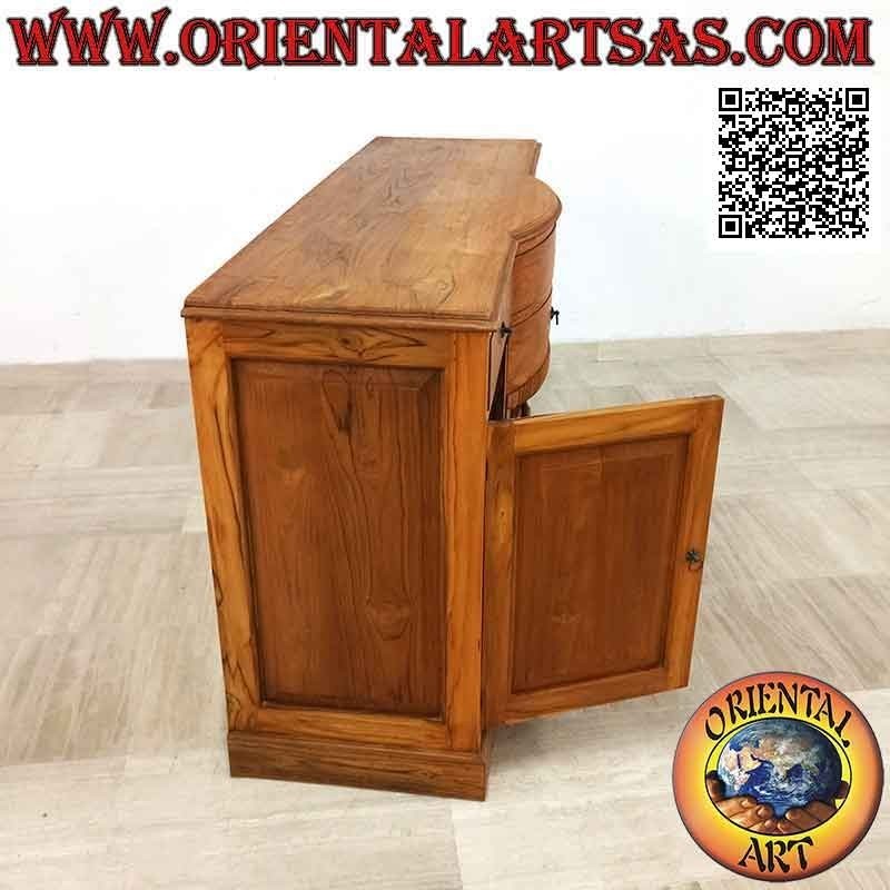 Buffet a 4 ante e 4 cassetti con bombatura curva centrale in legno di teak