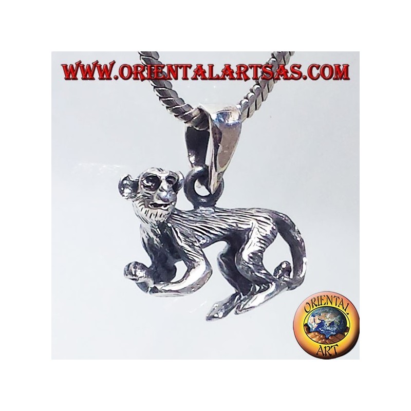 pendentif en argent, le singe en trois dimensions