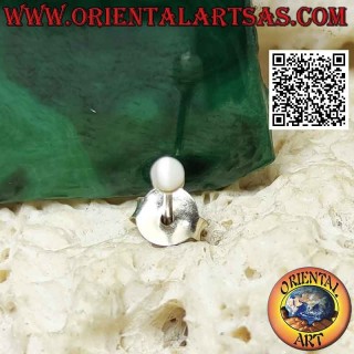 Mini boucle d'oreille en argent, la boule de nacre (3 mm Ø)