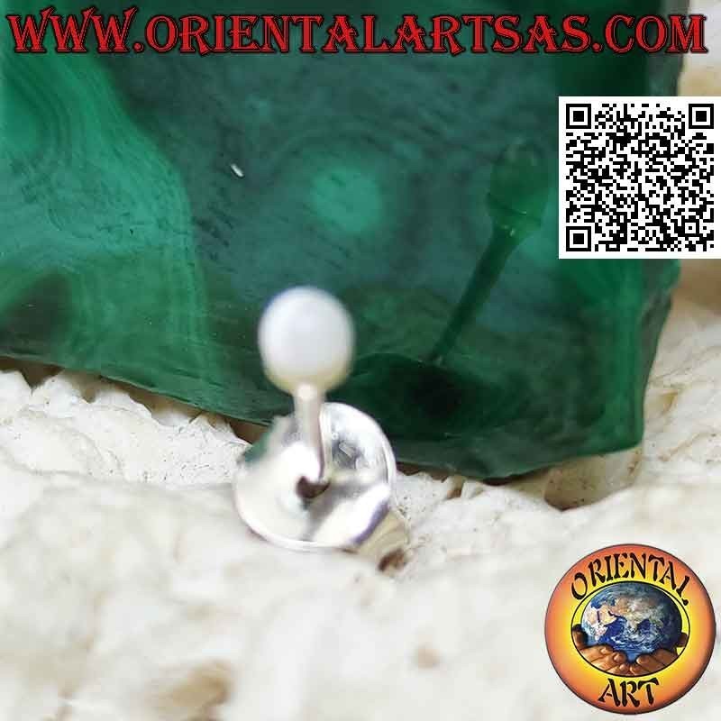 Mini earring in silver, the nacre ball (3 mm Ø)