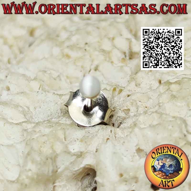Mini-Ohrring in Silber, die Perlmuttkugel (3 mm Ø)