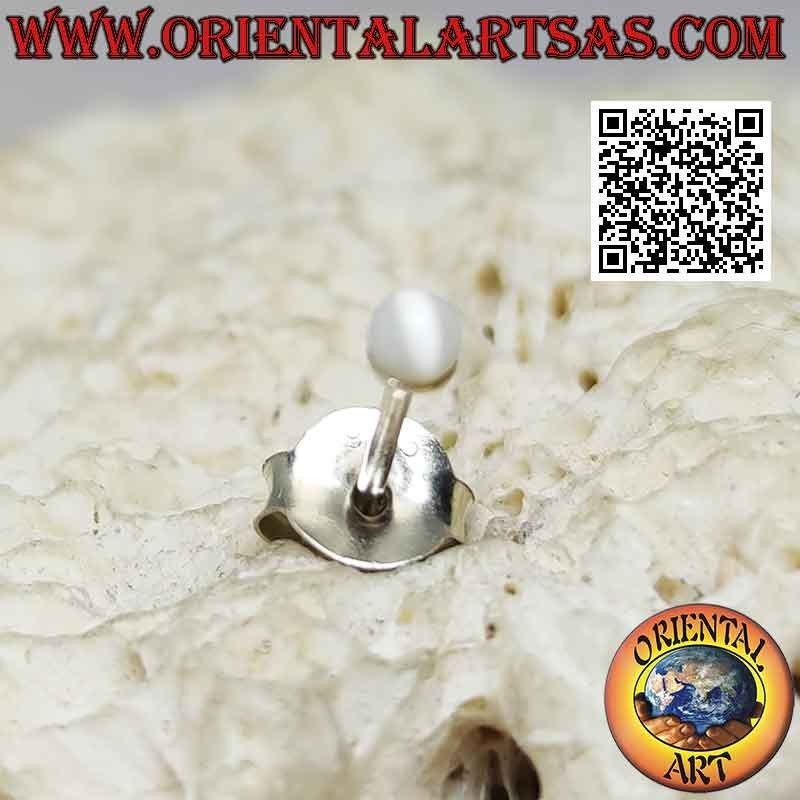 Mini boucle d'oreille en argent, la boule de nacre (3 mm Ø)