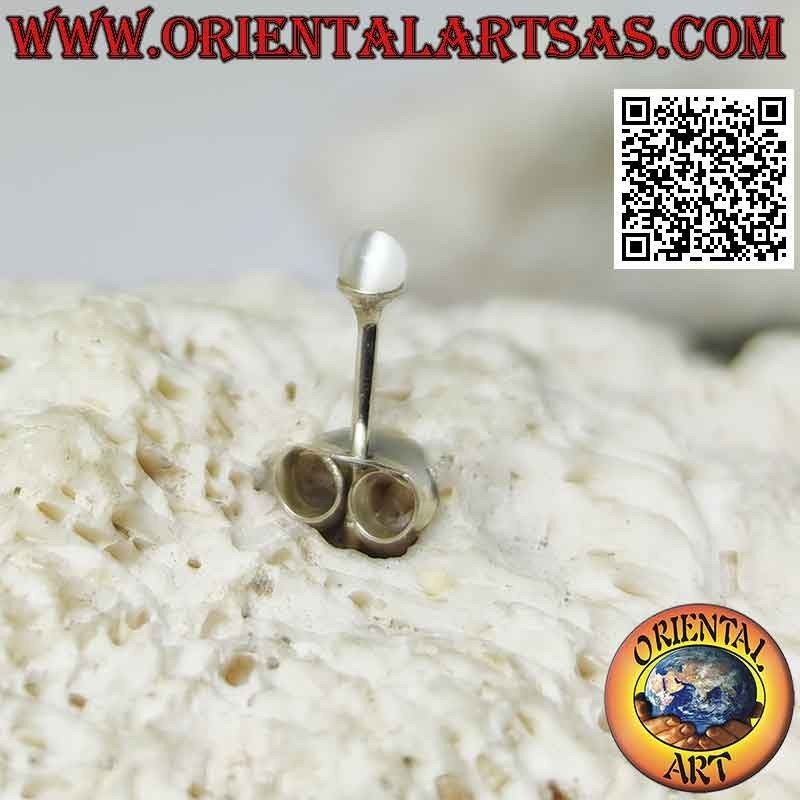 Mini pendiente en plata, la bola de nácar (3 mm Ø)