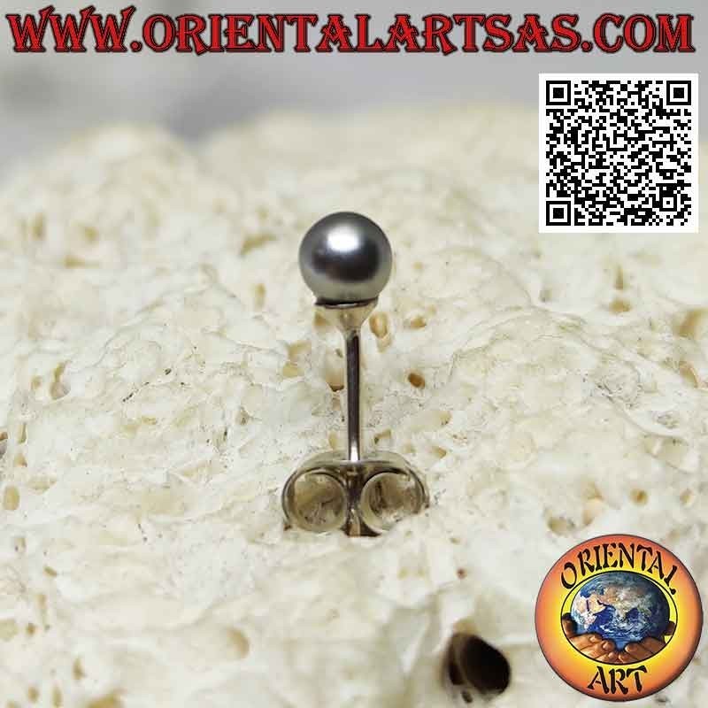 Mini-Ohrring in Silber, die graue Perle (4 mm Ø)