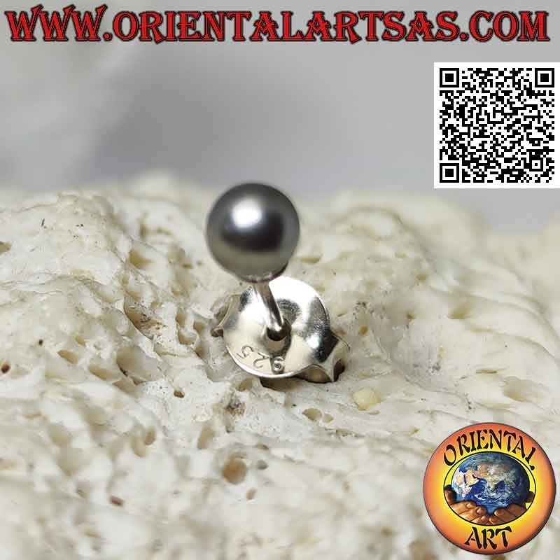 Mini boucle d'oreille en argent, la perle grise (4 mm Ø)