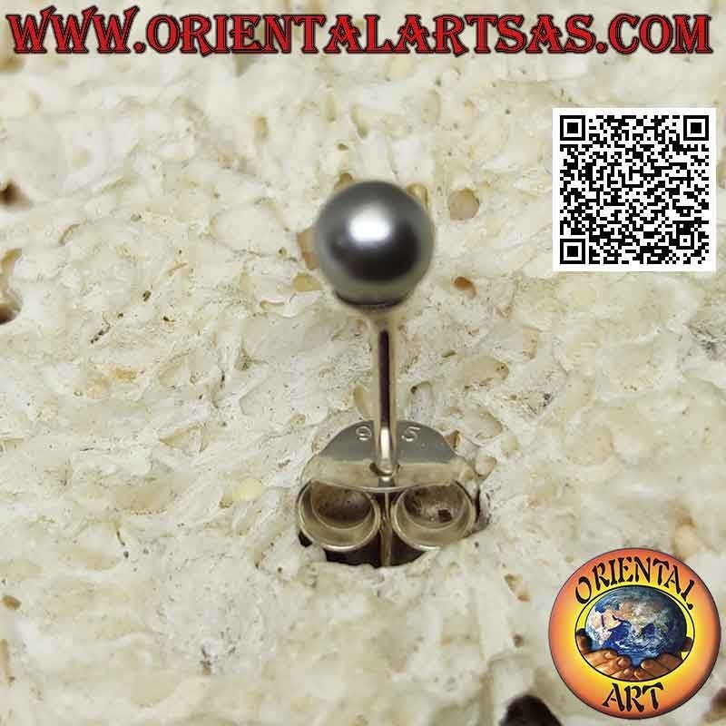 Mini-Ohrring in Silber, die graue Perle (4 mm Ø)