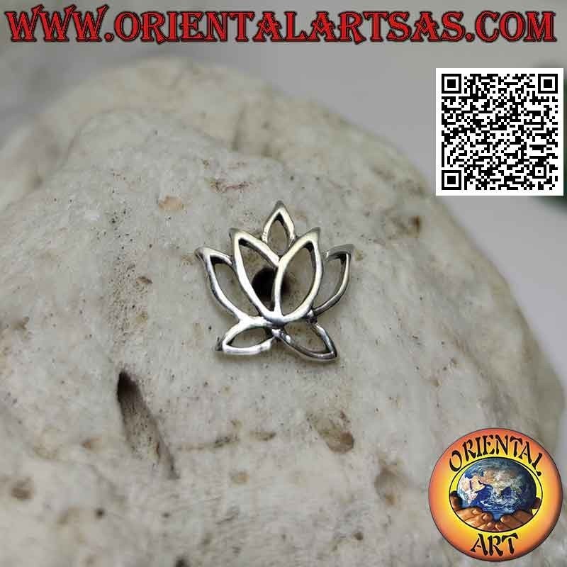 Mini boucle d'oreille en argent, la fleur de lotus ajourée (grande)