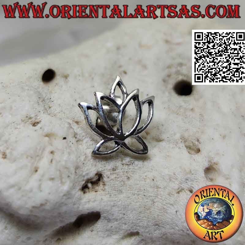 Mini boucle d'oreille en argent, la fleur de lotus ajourée (grande)