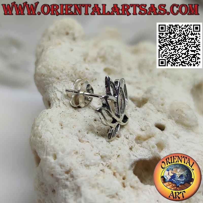 Mini pendiente de plata, la flor de loto calada (grande)