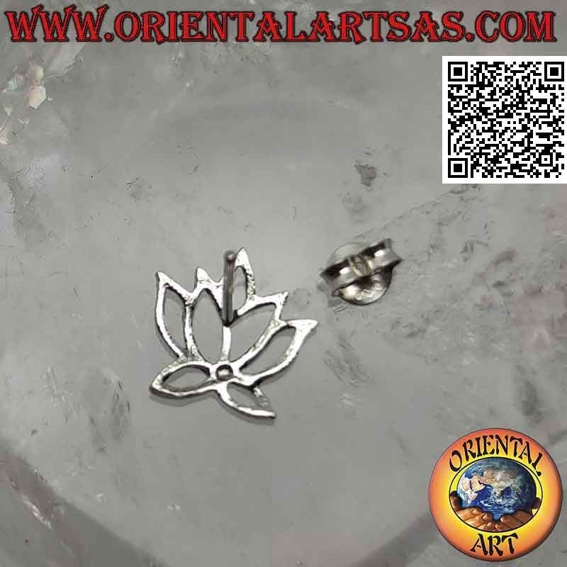 Mini silver earring, the openwork lotus flower (large)
