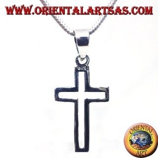 pendentif en argent, linéaires sculpté croix