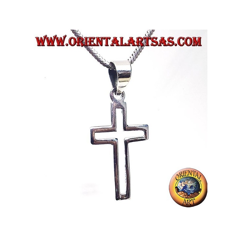 pendentif en argent, linéaires sculpté croix
