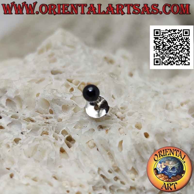 Mini-Ohrring in Silber, die schwarze Perle