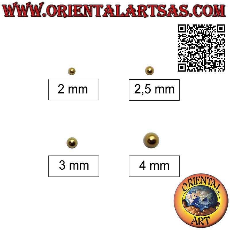 Mini pendiente en plata, la bola lisa (chapado en oro)