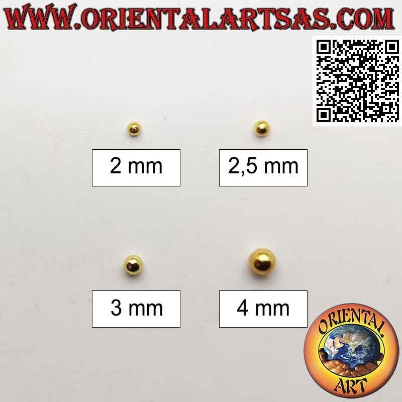 Mini earring in silver, the smooth ball (gold plated)