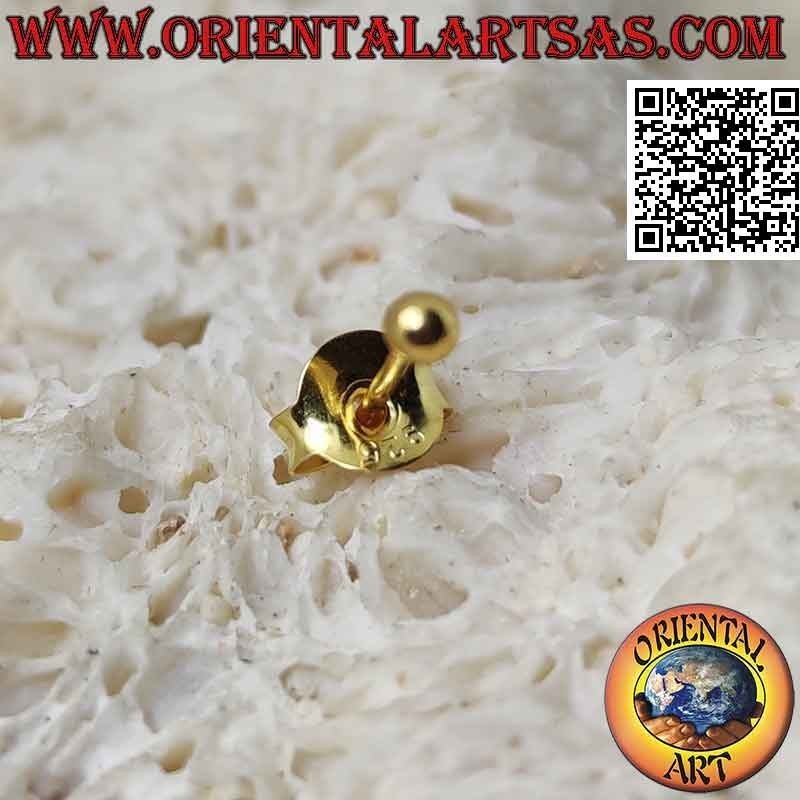 Mini pendiente en plata, la bola lisa (chapado en oro)