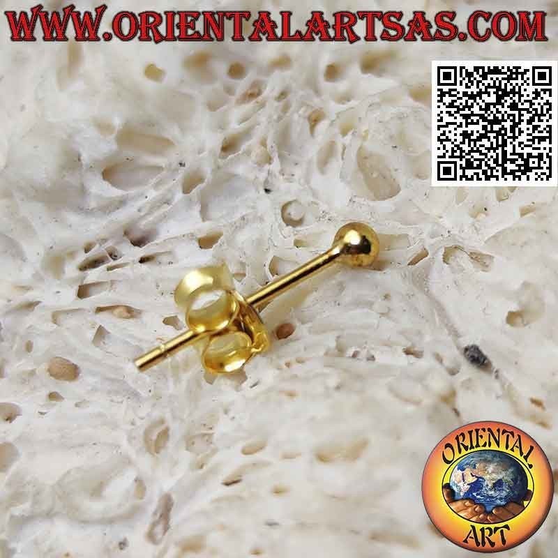 Mini orecchino in argento, la pallina liscia (placcata oro)