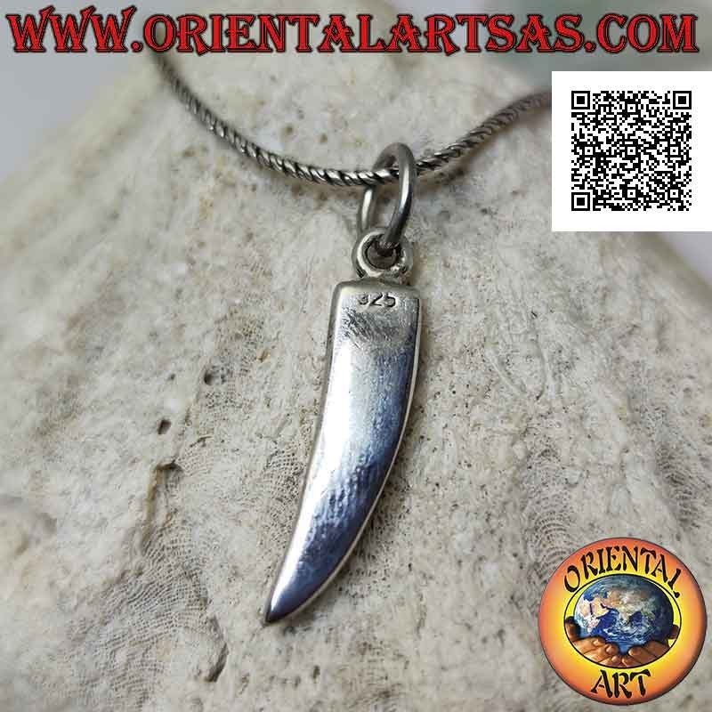 Silver pendant, smooth lucky horn with three mother-of-pearl inserts