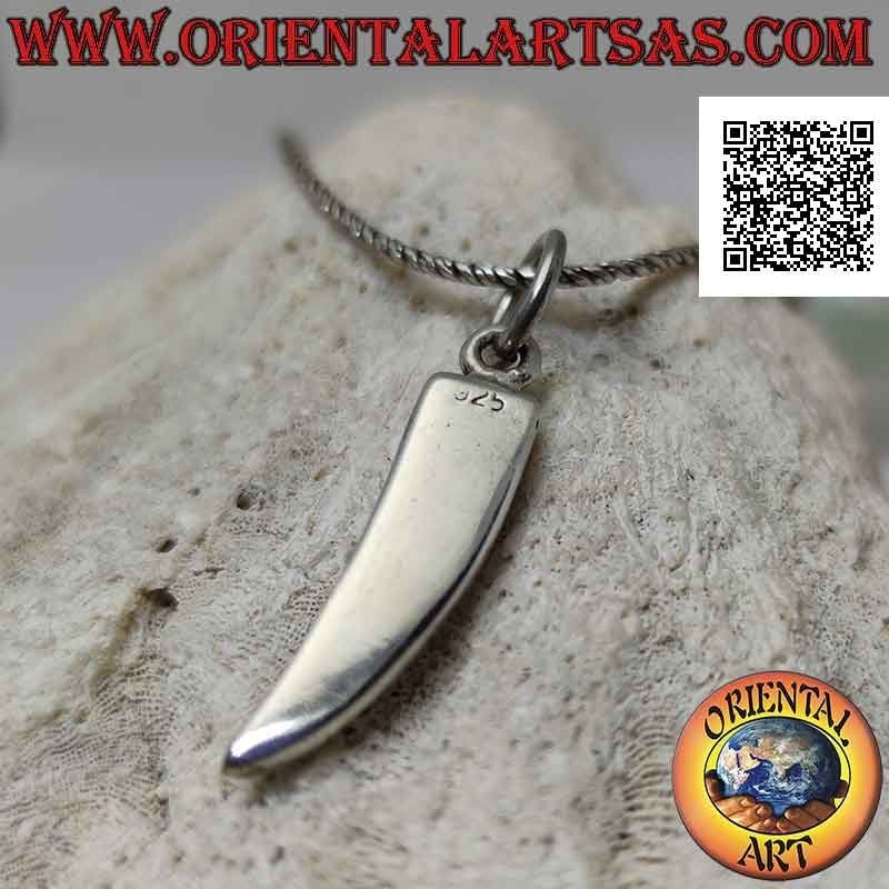 Pendentif en argent, corne porte-bonheur lisse avec trois inserts en nacre