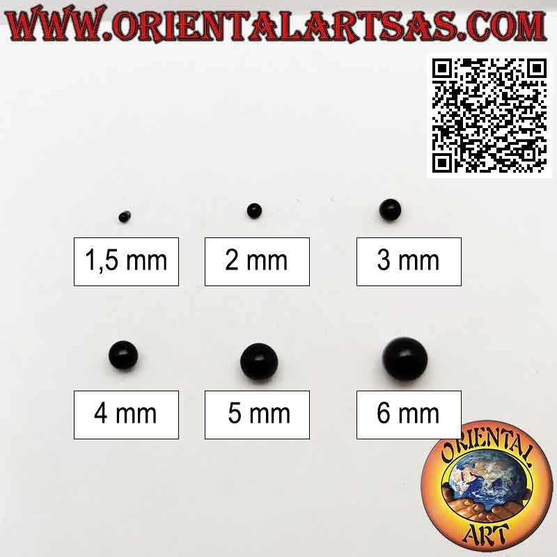 Mini pendiente en plata, la bola lisa esmaltada en negro