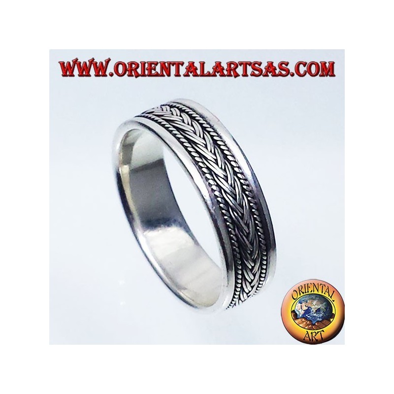 Silber Ring Rekord, geschnitzt Zopf