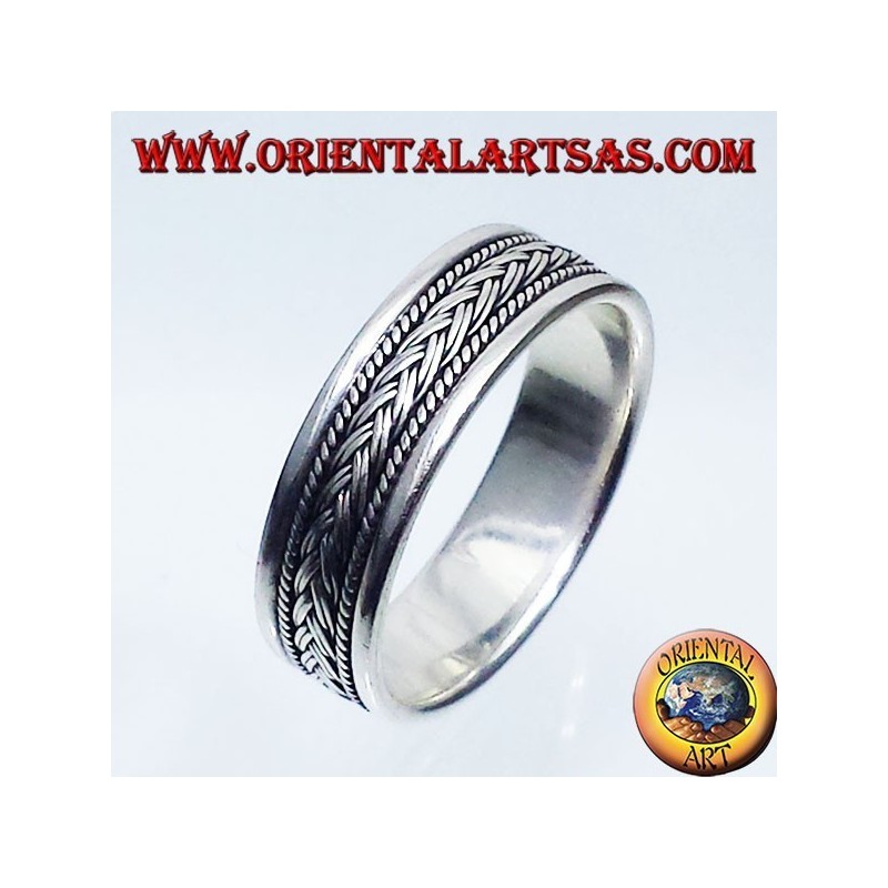 Silber Ring Rekord, geschnitzt Zopf