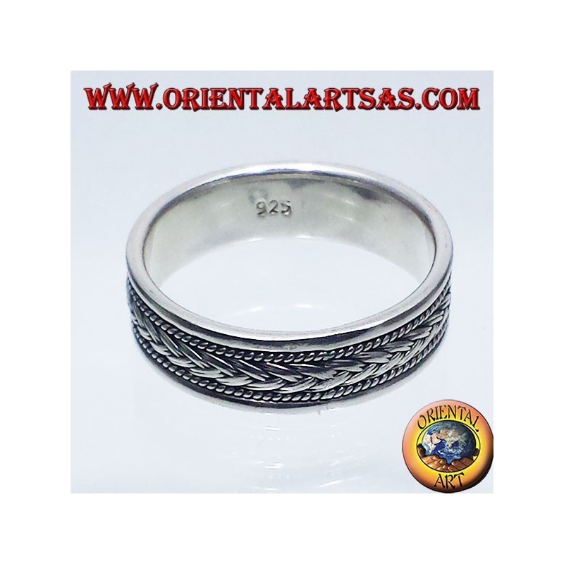 Silver ring record, carved braid