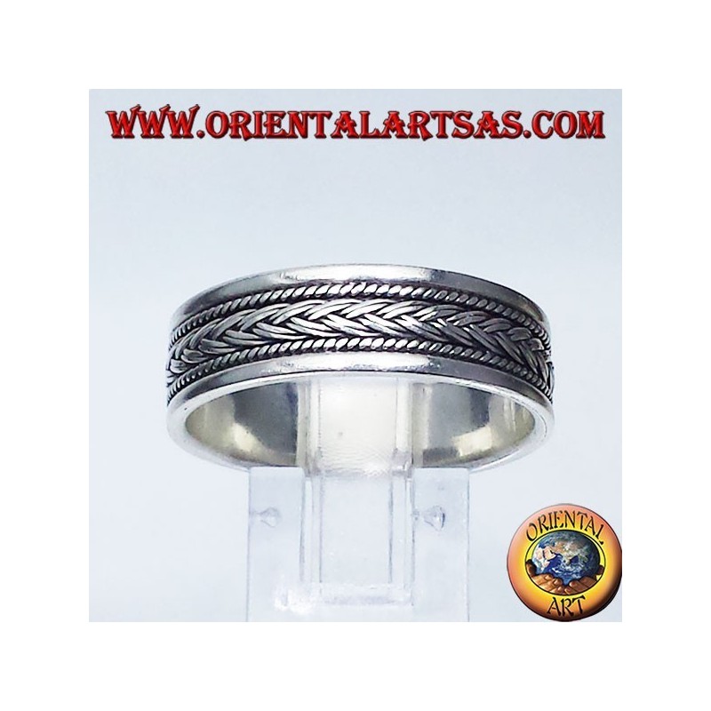 Silber Ring Rekord, geschnitzt Zopf