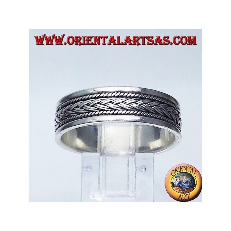 Silber Ring Rekord, geschnitzt Zopf