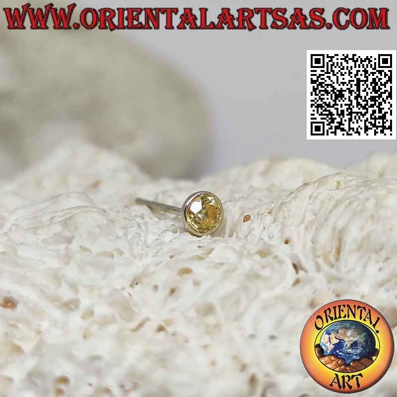 Mini-Ohrring in Silber, rund facettierter Citrintopas