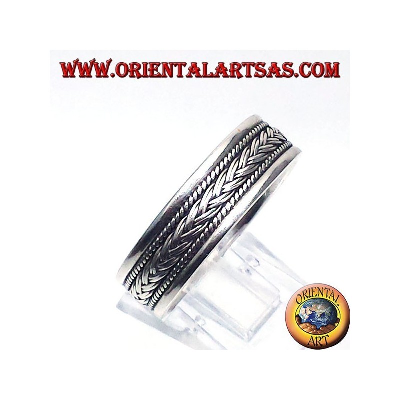 record Bague en argent, tresse sculpté