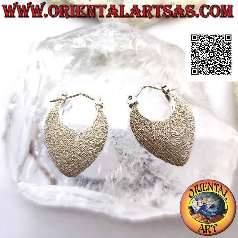 Boucles d'oreilles en croissant d'argent avec sac à main arrondi, fabriquées à la main avec des micro sphères