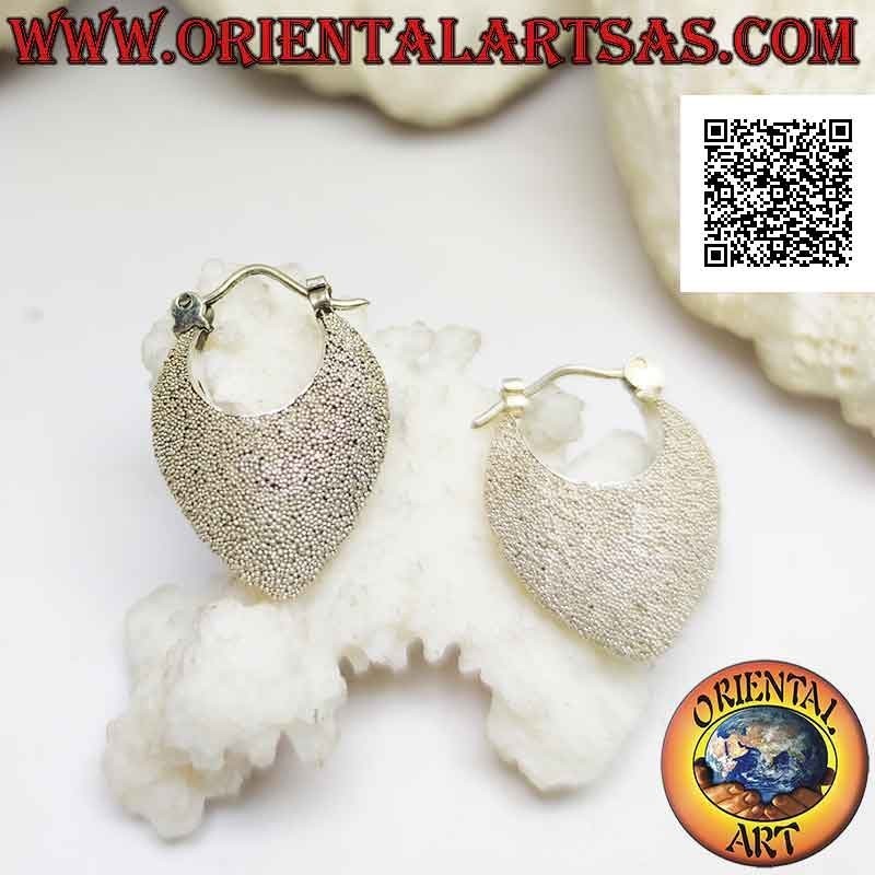 Boucles d'oreilles en croissant d'argent avec sac à main arrondi, fabriquées à la main avec des micro sphères