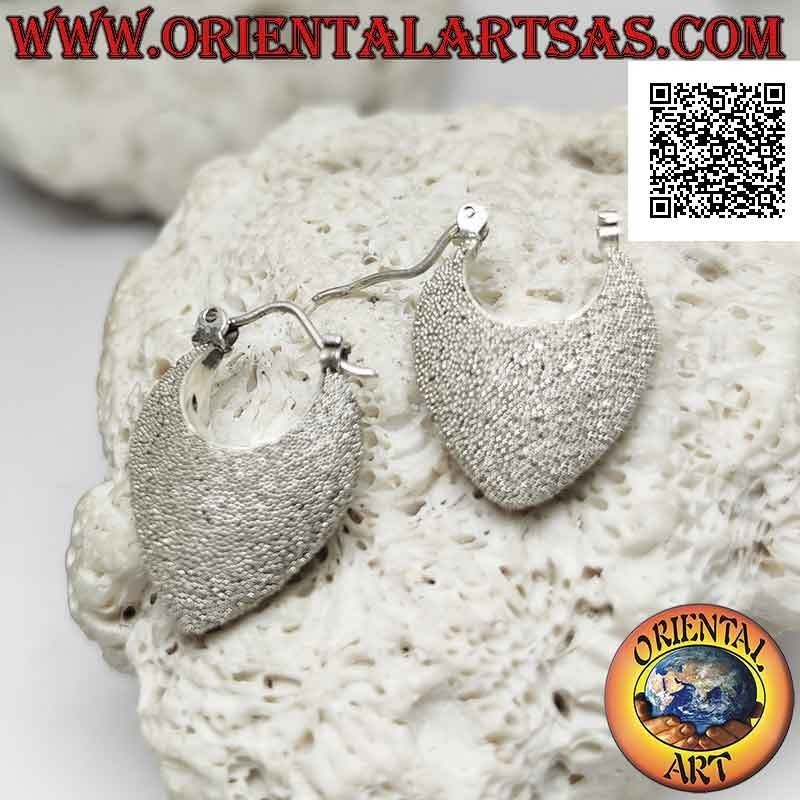 Silver crescent earrings with rounded handbag, handcrafted with micro spheres