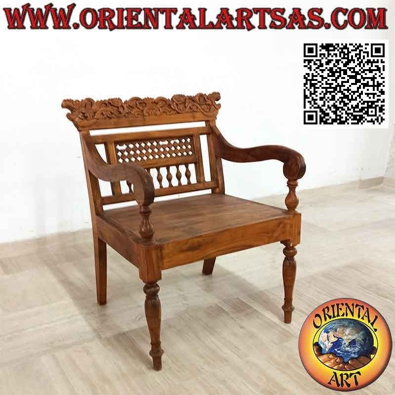 Sillón "King" con decoración de dragones nepaleses tallados en madera de teca