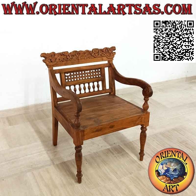 "King" armchair with decoration of Nepalese dragons carved in teak wood