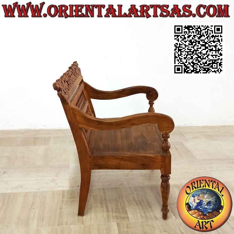 "King" armchair with decoration of Nepalese dragons carved in teak wood