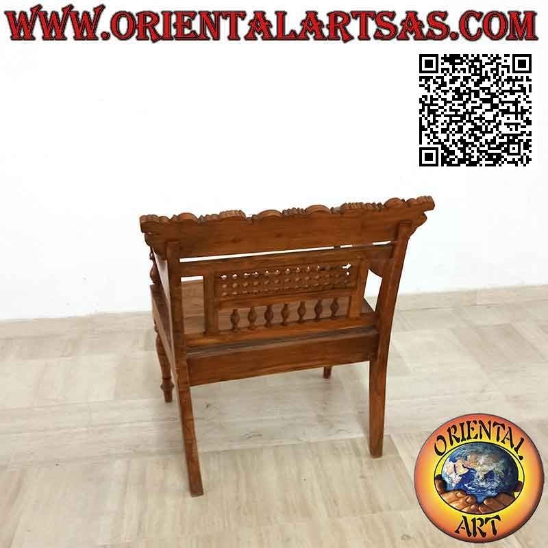 Sillón "King" con decoración de dragones nepaleses tallados en madera de teca