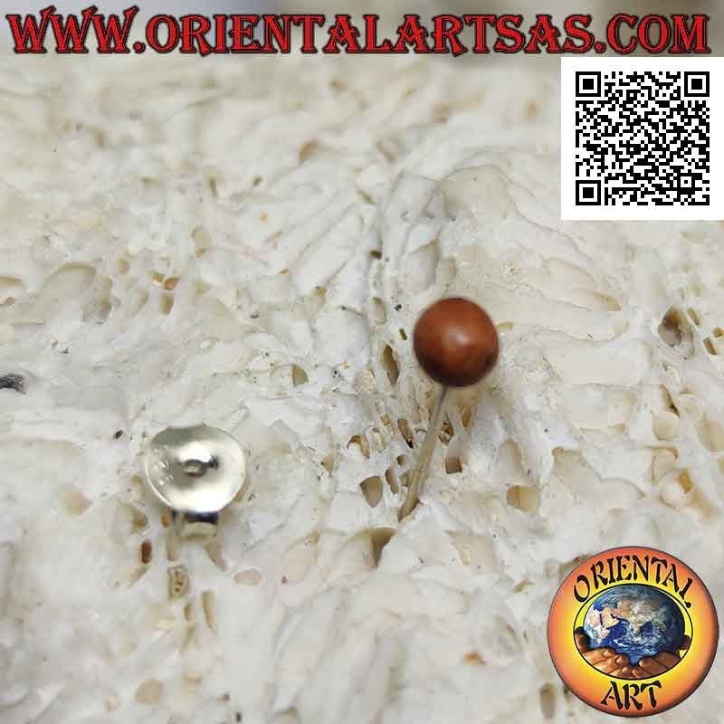 Mini silver earring, the wooden ball