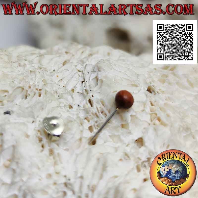 Mini pendiente de plata, la bola de madera