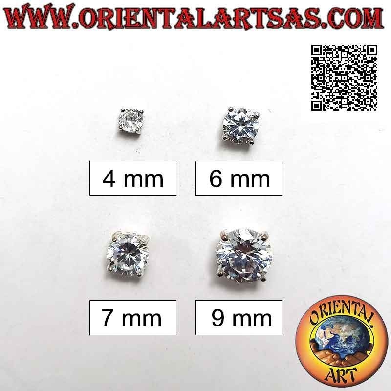 Mini-Ohrring in Silber, Lichtpunkt weiß facettierter Zirkon hoch gefasst (rund)