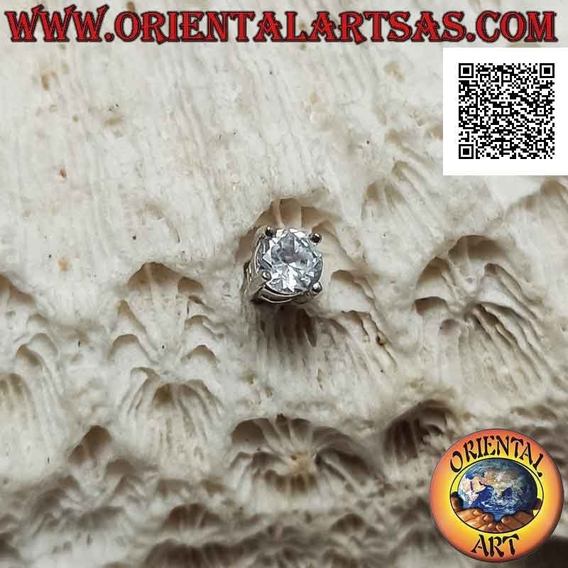 Mini-Ohrring in Silber, Lichtpunkt weiß facettierter Zirkon hoch gefasst (rund)