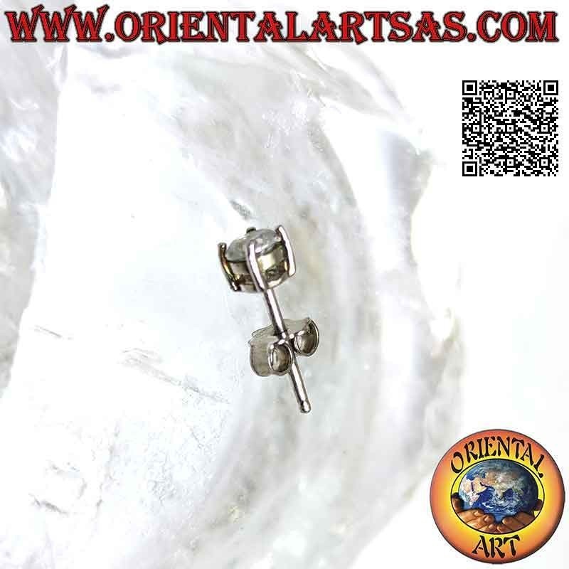 Mini earring in silver, light point white faceted zircon set high (round)